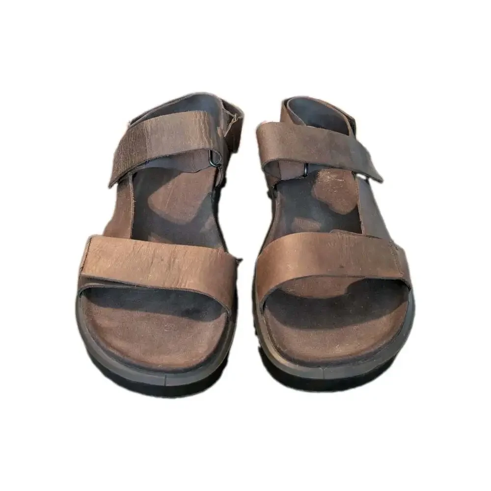Ecco Flowt Summer Sandals Brown Leather 3 Straps Mens 45 US 11